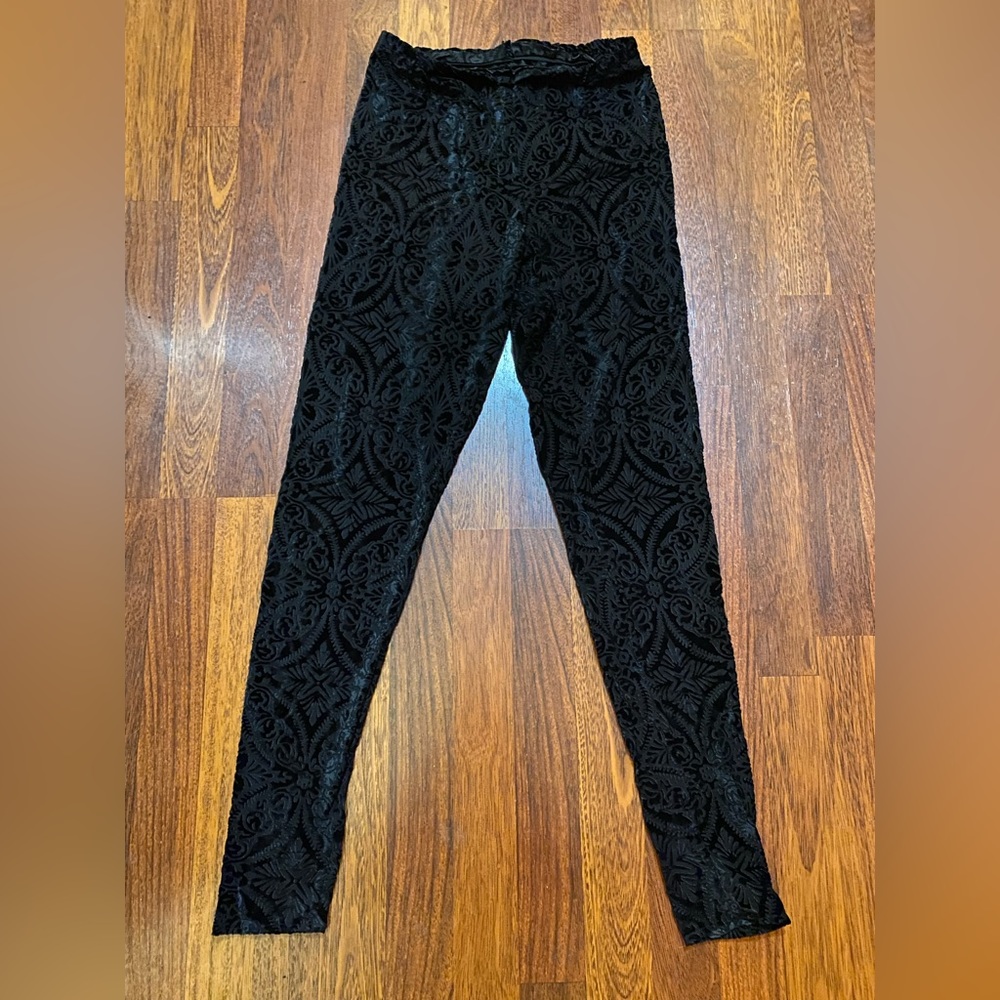 Gold Stitches Burned Velvet Leggings